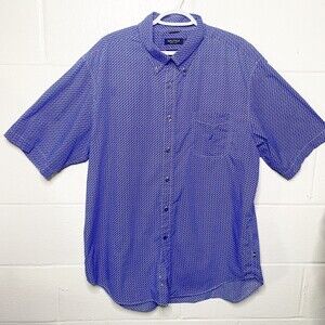 Nautica Mens Short Sleeve Button Down Shirt Size XL Cotton Classic Fit Blue